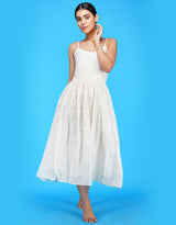 White Jamdani Tie back Sundress